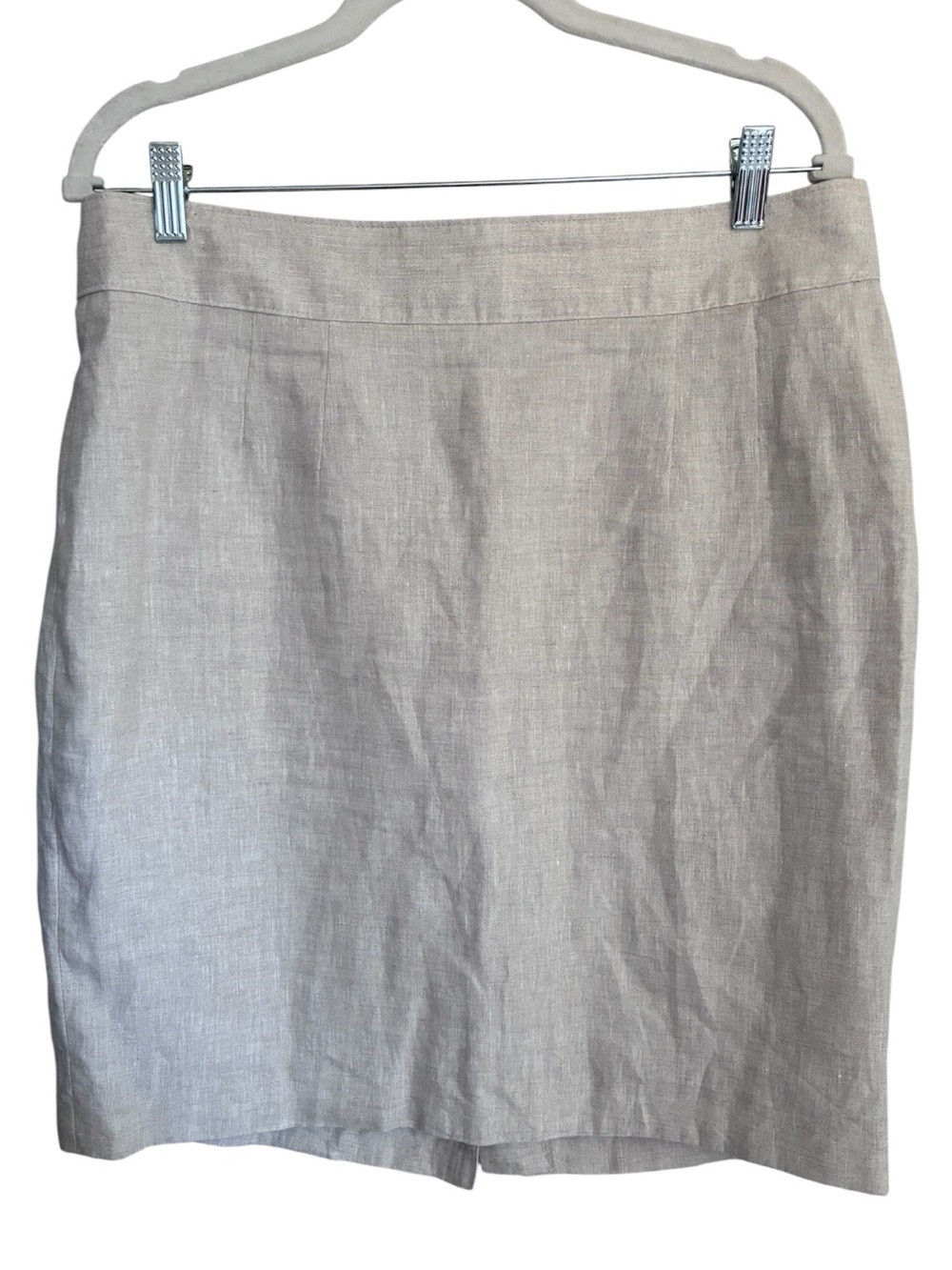 Banana Republic Classic Cream Beige Linen Minimalist Pencil Skirt Sz 14